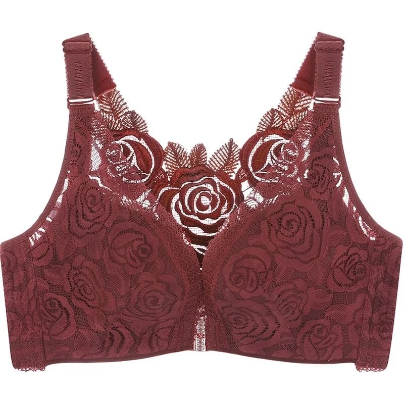 (🔥2022 NEW YEAR PROMOTION🔥) Rose Embroidery Front Closure Wirefree Bra🧡