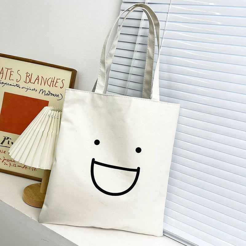 Women's Large Canvas Cartoon Classic Style Zipper Canvas Bag