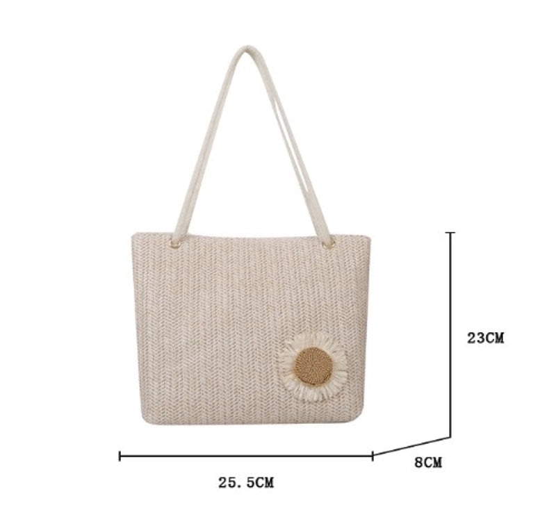 Women's Large Straw Flower Streetwear Square Zipper Underarm Bag