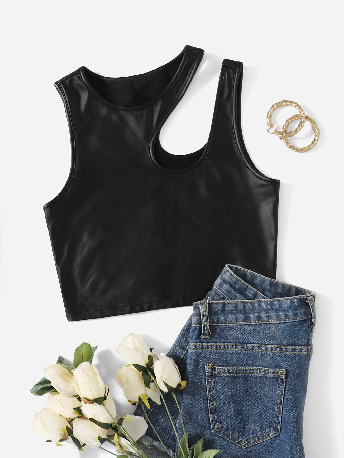 Cut Out Crop Tank Top 2