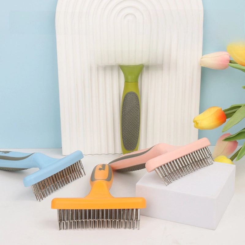 Pet Supplies Double Row Nail Rake Comb Dog Comb Teddy Pet Needle Comb Open Knot Hair Brush Beauty Rake Comb