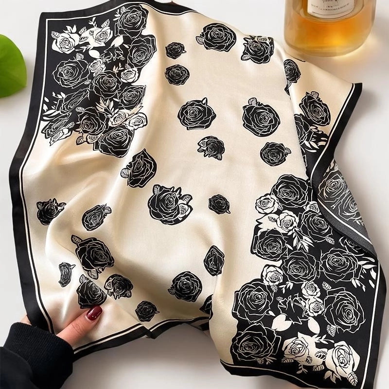 Women's Casual Elegant Minimalist Printing Satin Printing Silk Scarf