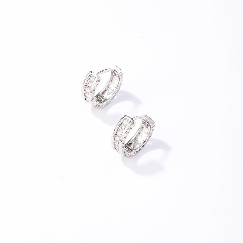 1 Pair Minimalist Solid Color Plating Inlay 304 Stainless Steel Copper Zircon Silver Plated Earrings