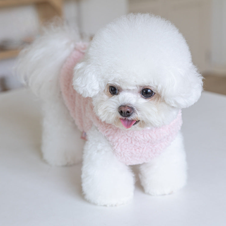 Fleece Furry Animal Decor Buttoned Dog Cat Jacket