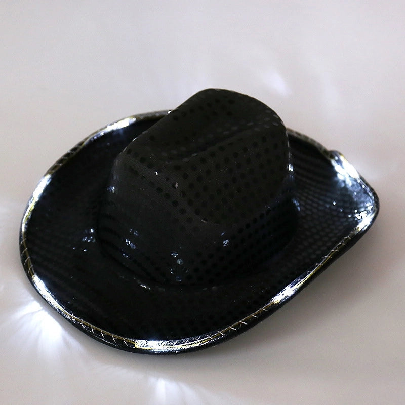Spring New Sequined Luminous LED Jazz Hat Music Carnival Festival Banquet Party Hat Fashion