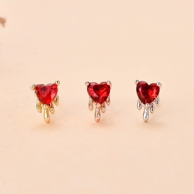 Minimalist Star Heart Shape Stainless Steel Copper Plating Inlay Zircon Ear Studs 1 Piece
