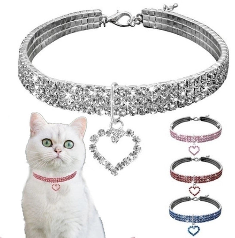 Minimalist Classic Style Metal Solid Color Diamond Pet Collar