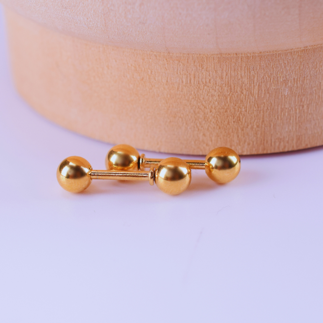 4mm Double ball studs - Gold