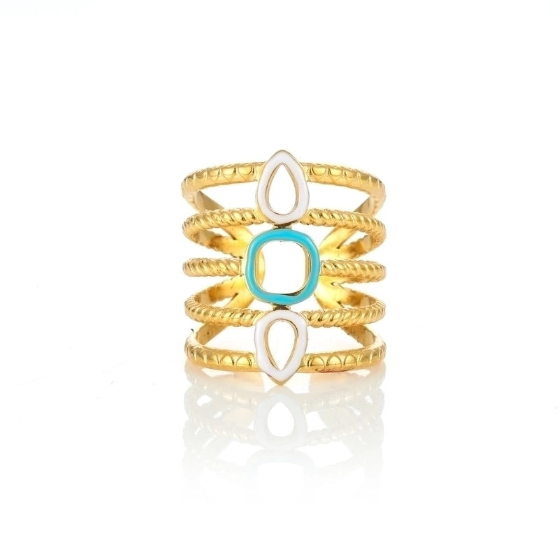 Elegant Minimalist Geometric 304 Stainless Steel Enamel Stainless Steel Rings