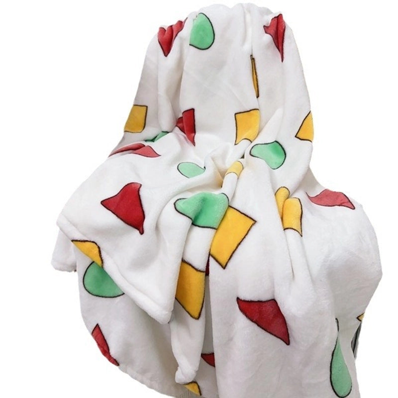 In Stock | Style Autumn And Winter Thickened Cartoon Crayon Small New  Casual Plush Blanket Dormitory Bed Sheet