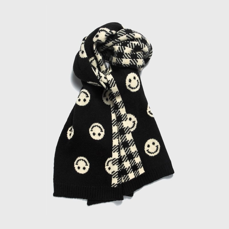 Unisex Fashion Plaid Smile Face Polyester Warm Knitted Winter Scarves 1 Piece