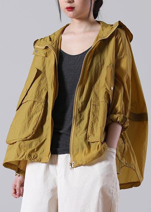 Elegant Yellow Loose UPF 50+ Coat Jacket Hoodie Coat Summer