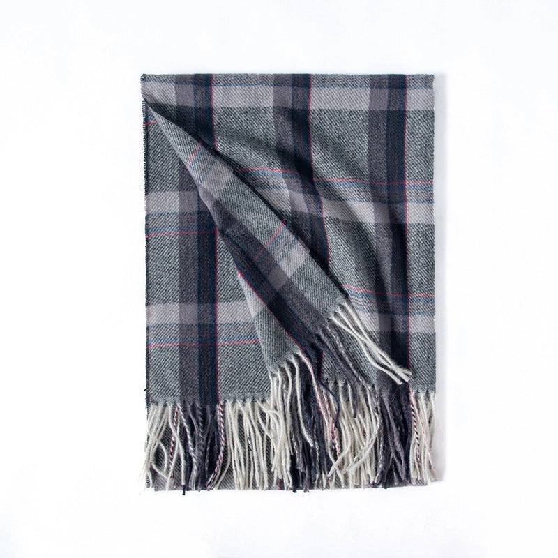 Unisex Vintage Style Minimalist Plaid Polyester Scarf