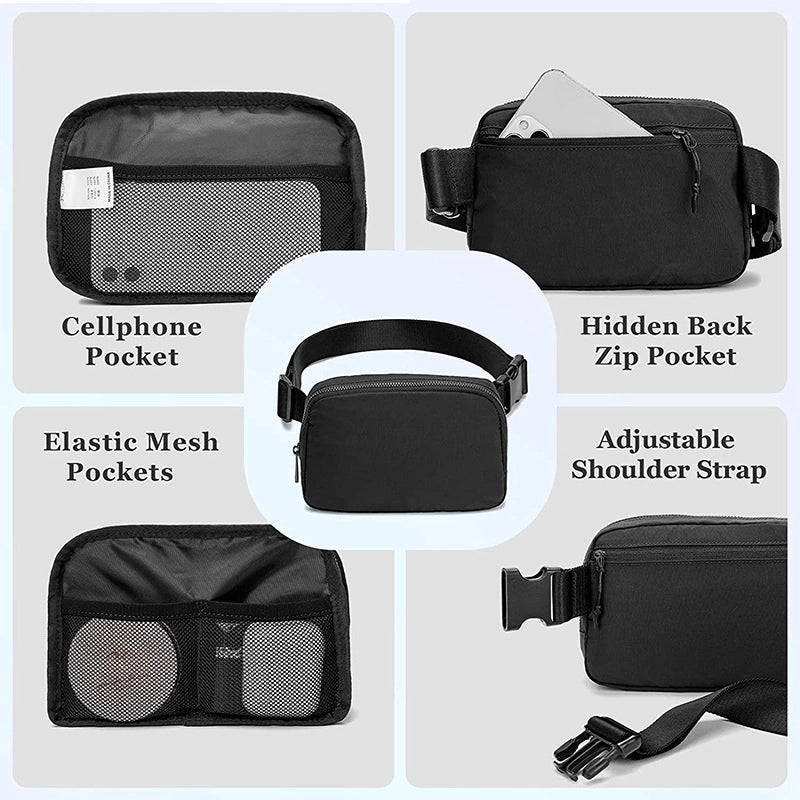 New Lulu Waist Bag Nylon Waterproof Chest Bag Outdoor Sports Running Mobile Phone Bag Men's And Women's Crossbody Bag