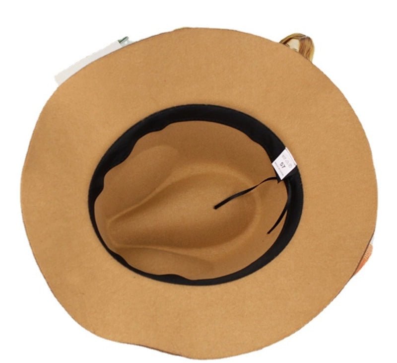 Autumn And Winter Solid Color Felt Hat Men And Women Retro Woolen Big Brim Jazz Hat Black Hat Big Along Fashion Hat