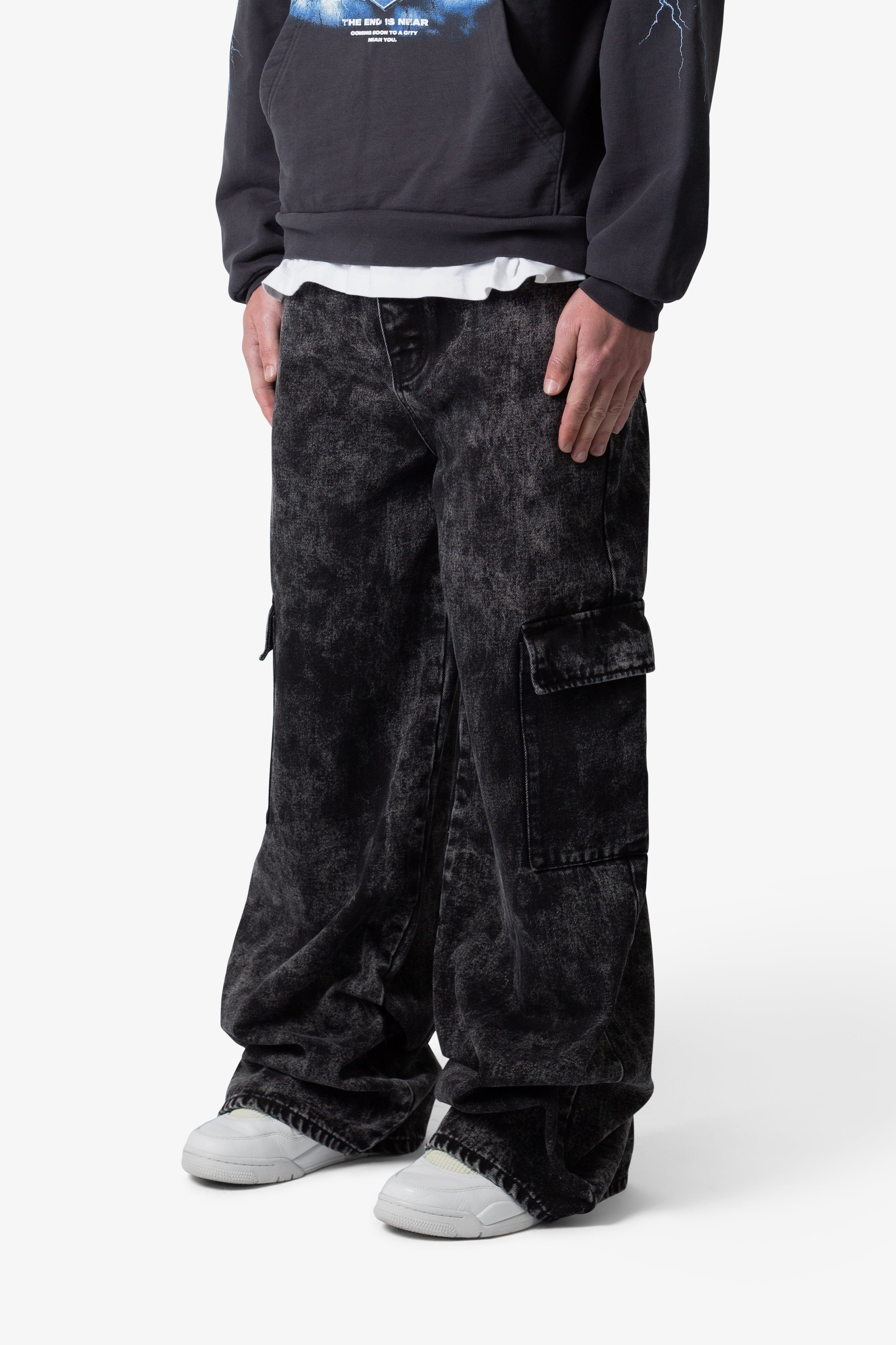 Void Baggy Cargo Denim - Washed Black