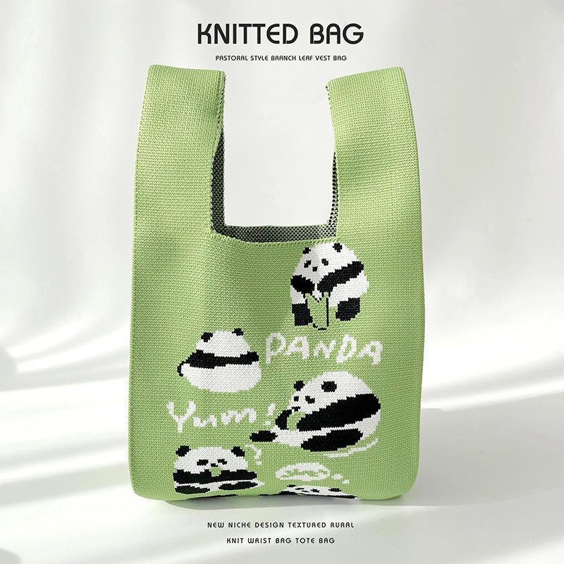 Women's Medium Knit Animal Cute Basic Open Handbag