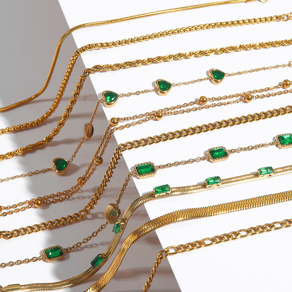 Women  Chain Geometric Stainless Steel 18K Gold Plated Bracelets