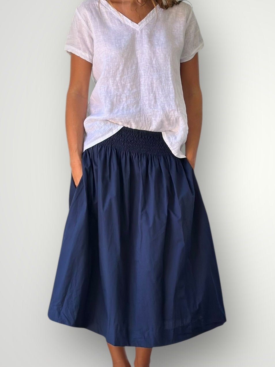lola skirt -  navy linen