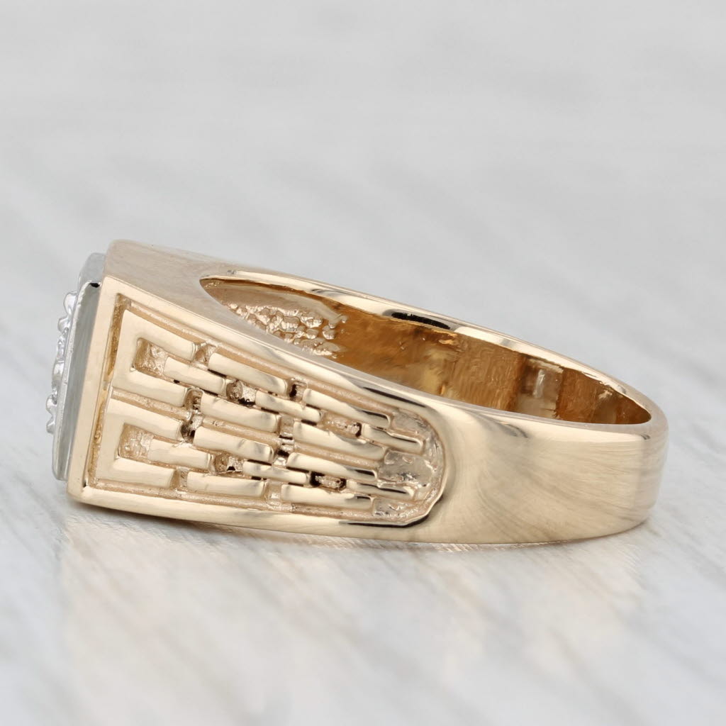 0.10ct Diamond Solitaire Ring 14k Gold Vintage Men's Chain Pattern