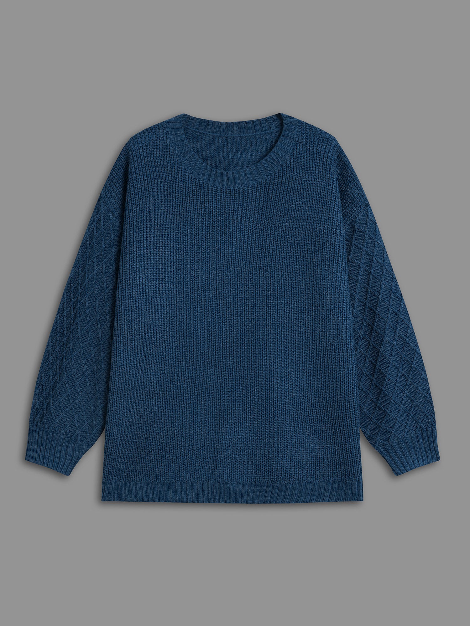 Cable Knit Texture Lantern Sleeve Pullover