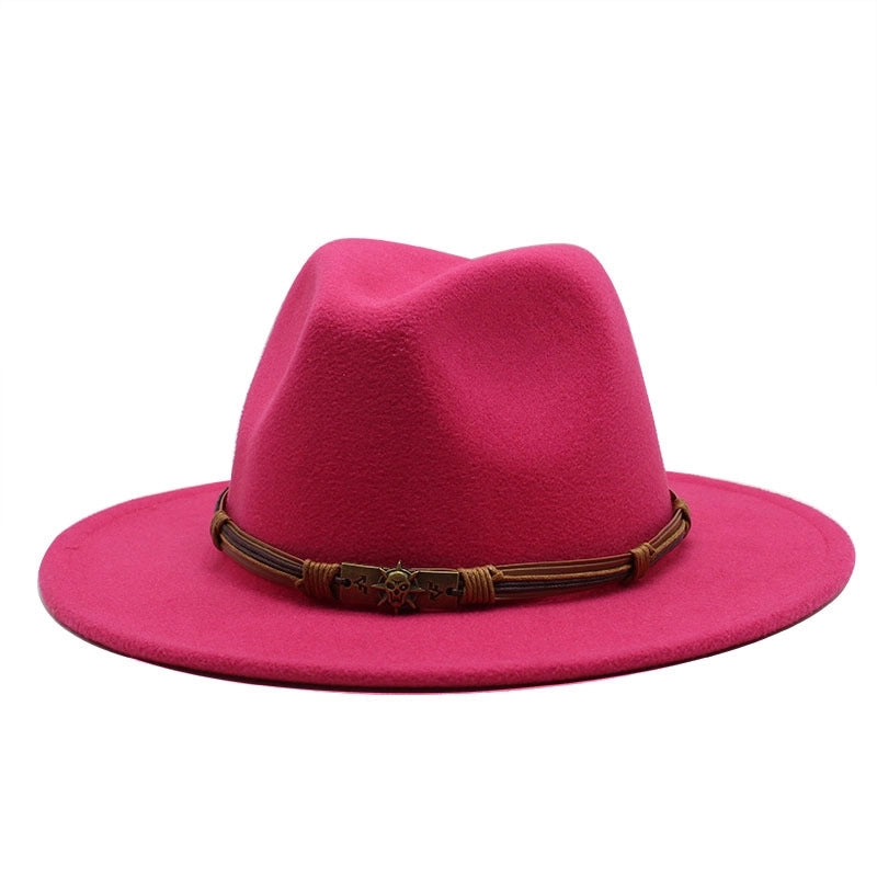 Unisex Skull Light Body Flat Eaves Fedora Hat