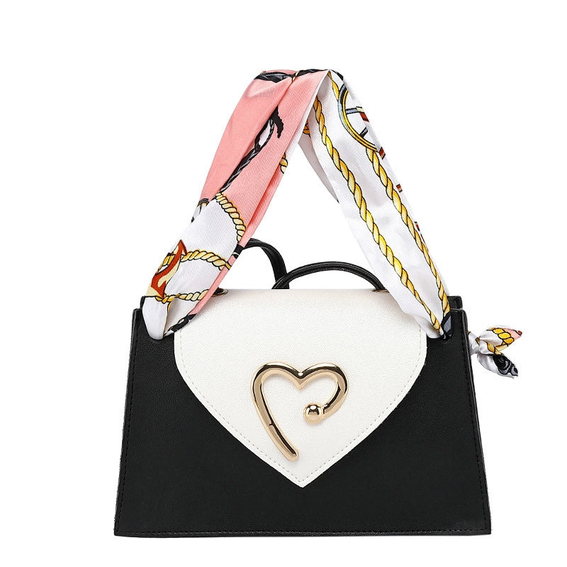Women's Medium Pu Leather Color Block Streetwear Square Flip Cover Crossbody Bag