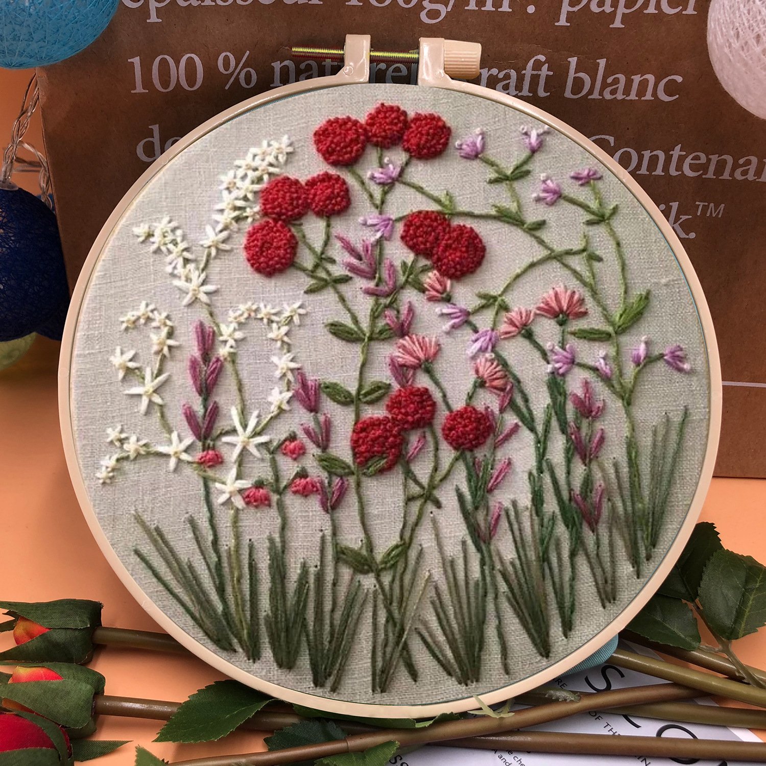 Perfect Gift - Embroidery  Hoop Flower Kit for Beginner