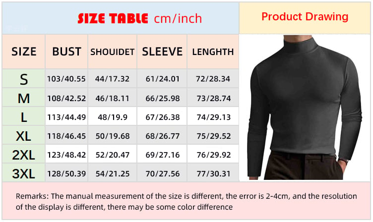 Mens High Neck Slim Fit Long Sleeve T-shirt