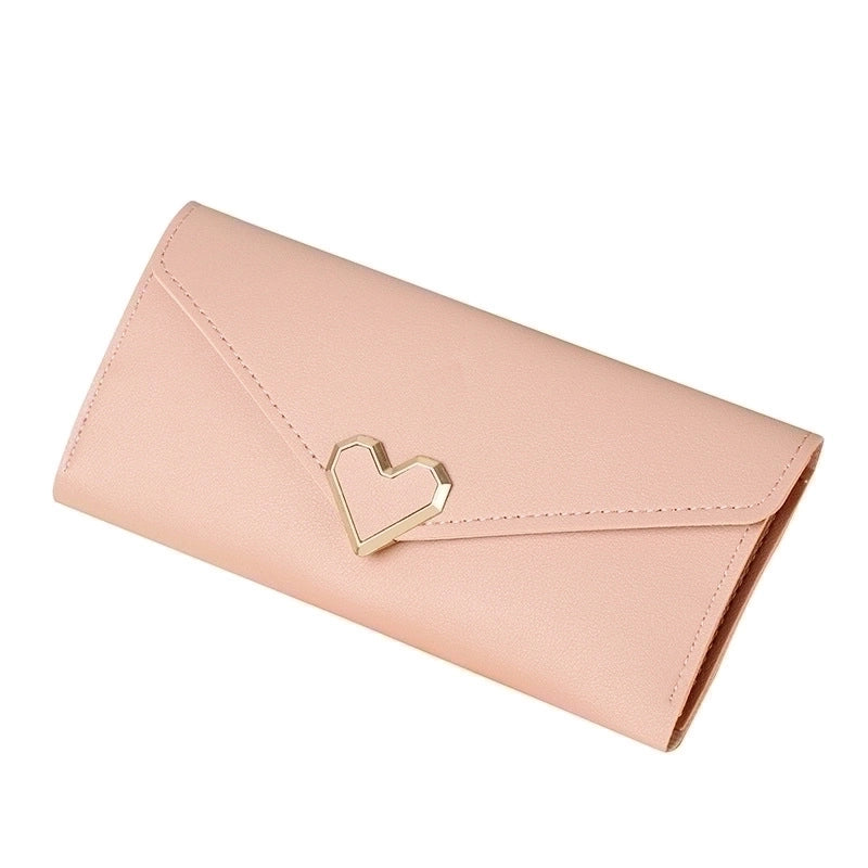 Women's Heart Shape Solid Color Pu Leather Zipper Buckle Wallets