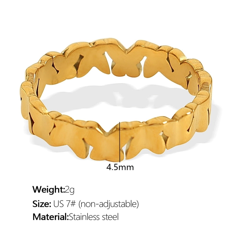 304 Stainless Steel 18K Gold Plated Minimalist Irregular Floral Irregular Ditsy Floral Zircon Adjustable Ring