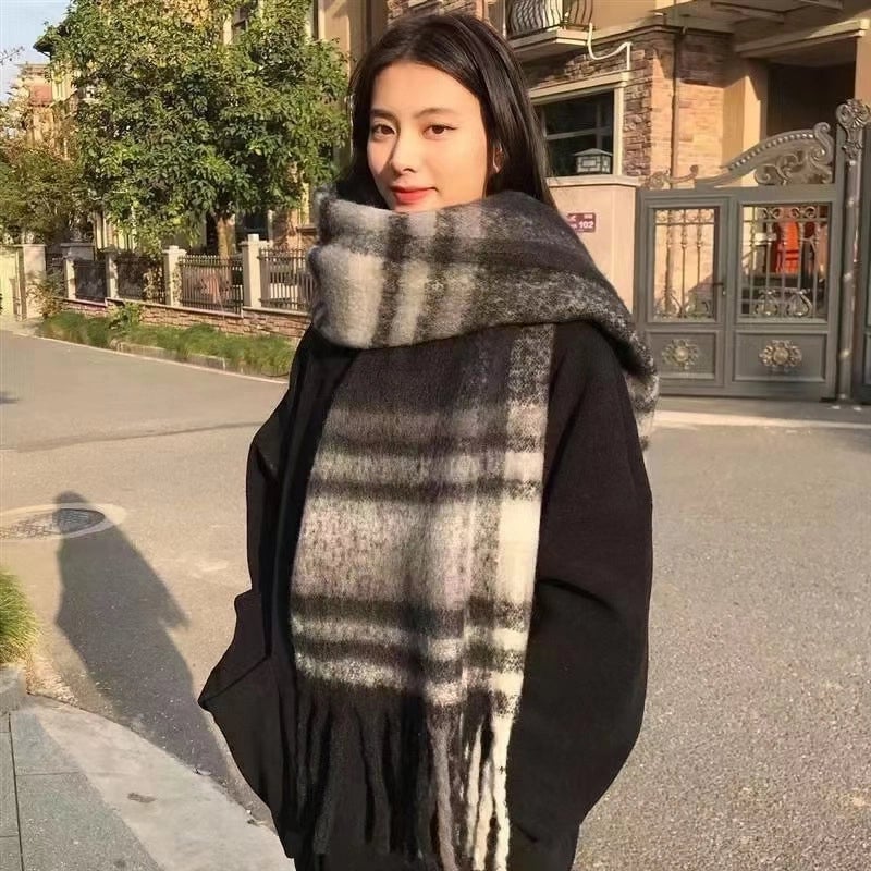 Women's Lady Minimalist Lattice Imitation Cashmere Scarf
