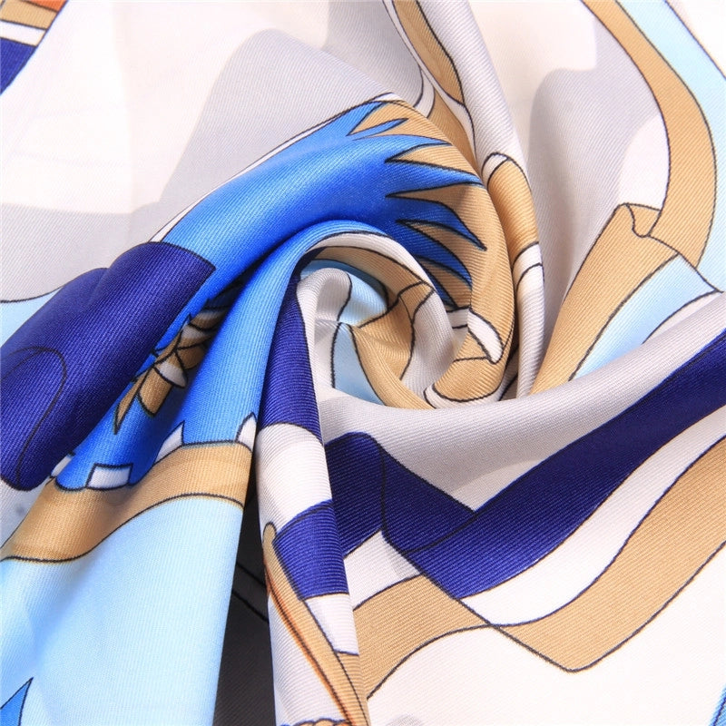 Sailing Rope Printing 130cm Big Square Fashion Shawl Silk Scarf