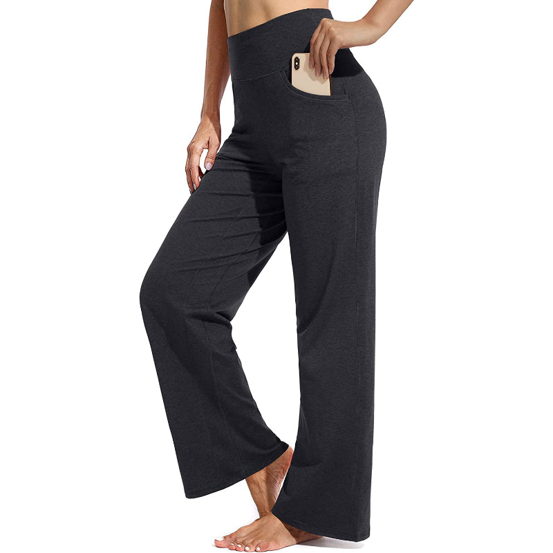 Women Wide Leg Yoga Pants High Waist Stretch Workout Sweatpants With Pockets Casual Straight Leg Pants