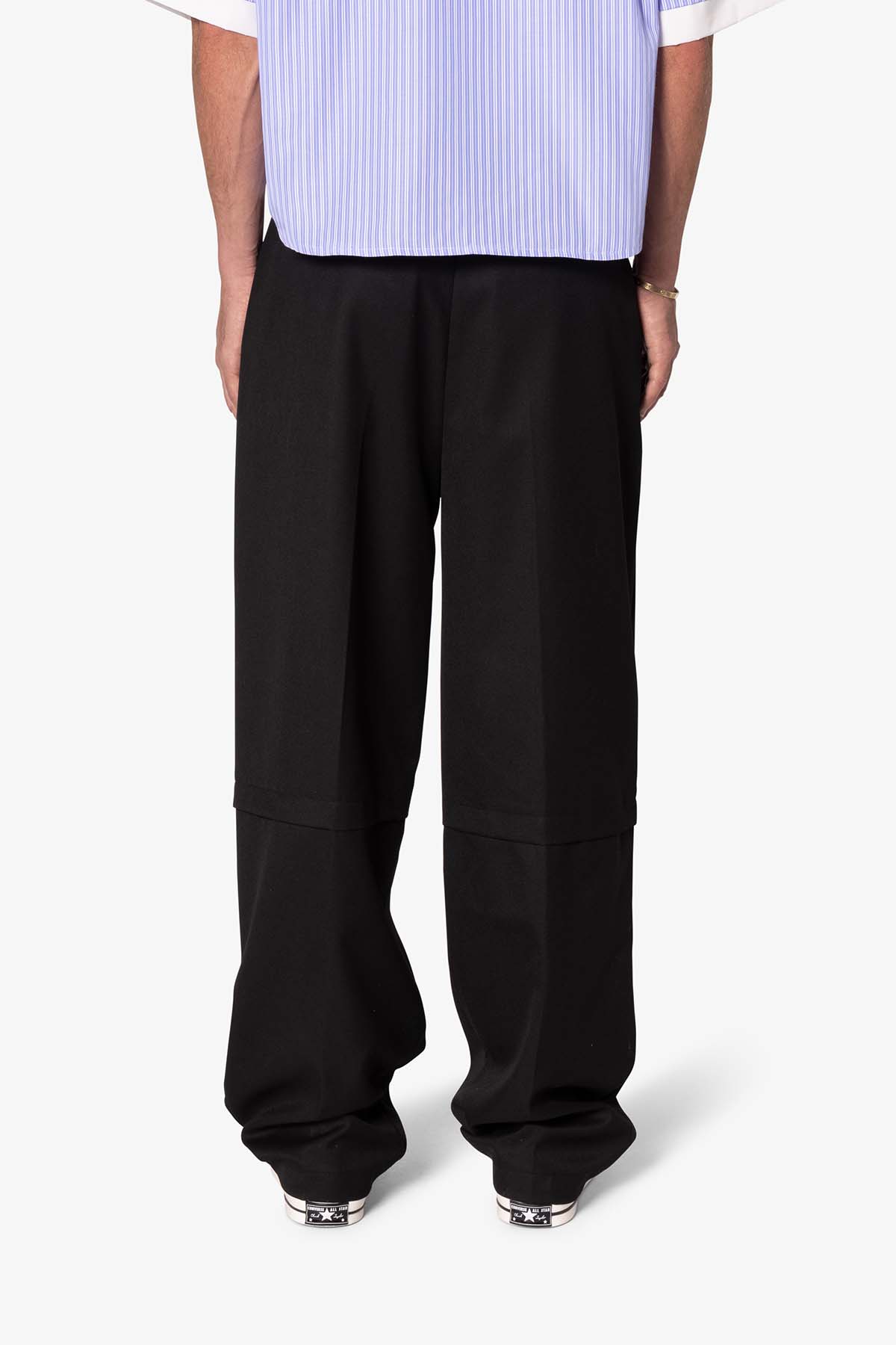 Brushed Twill Layered Pants - Black