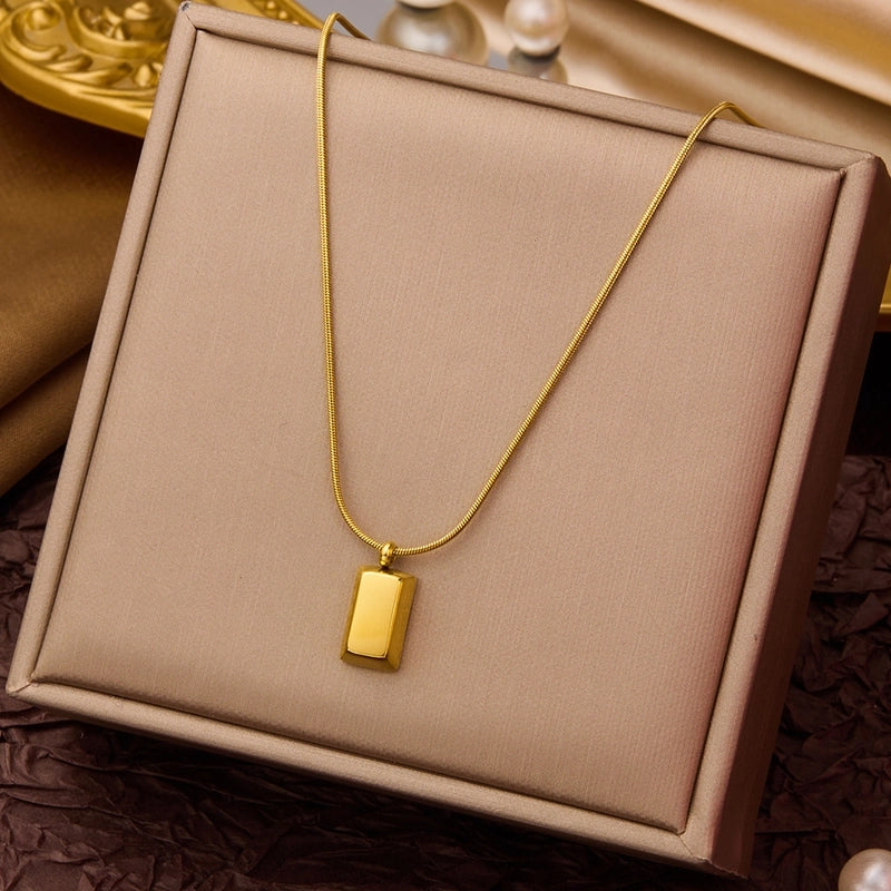 Elegant Minimalist Geometric Flower Bow Knot Titanium Steel Plating Pendant Necklace