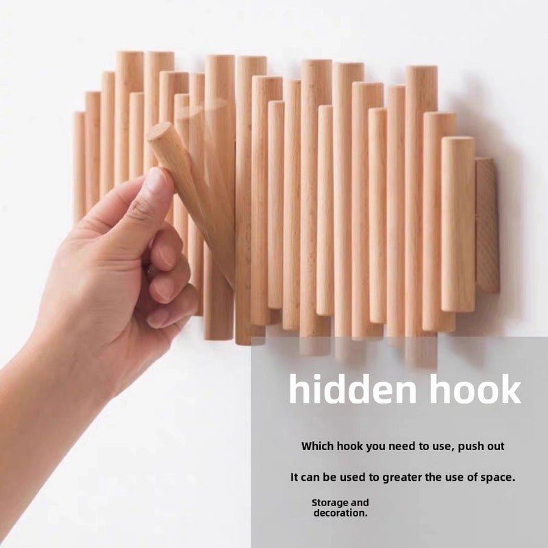 Log Punch-free Storage Hanger Entrance Door Foldable Clothes Hook Household Coat Rack Wall Hanging