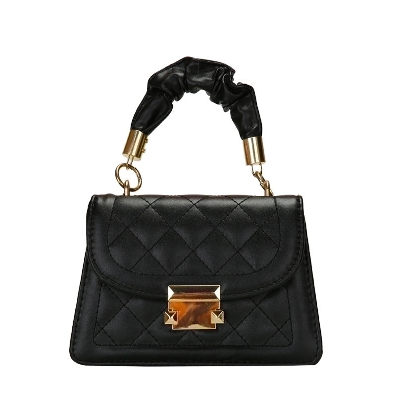 Women's Small Pu Leather Solid Color Fashion Square Lock Clasp Crossbody Bag