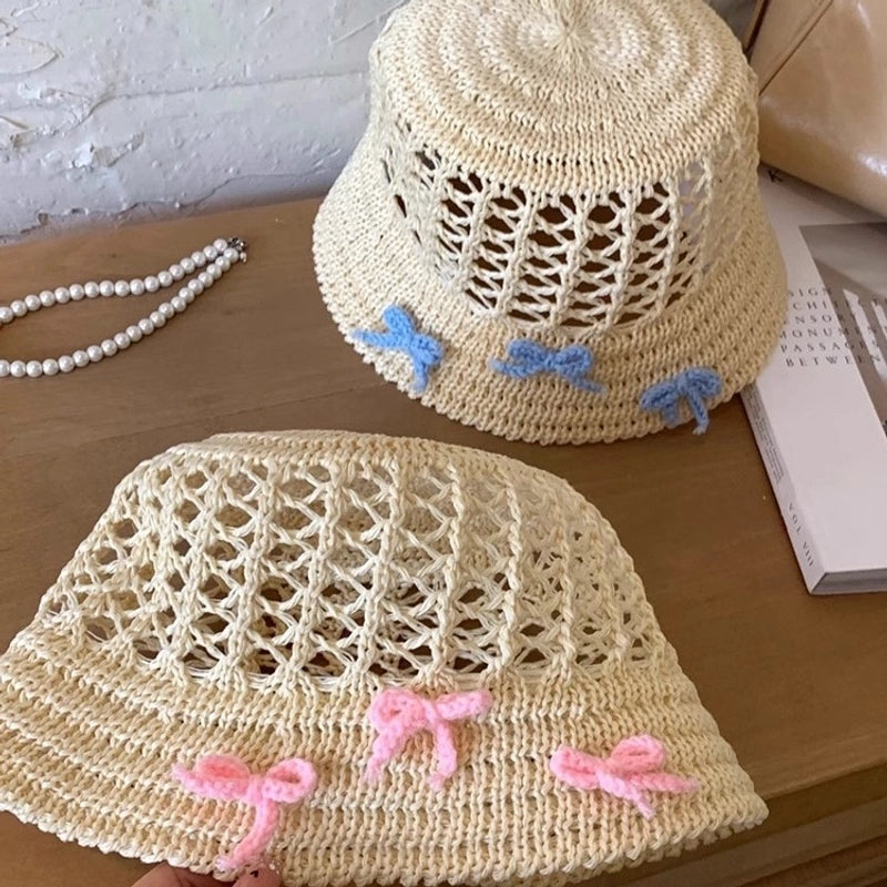 Women's Casual Bow Knot Wide Eaves Straw Hat