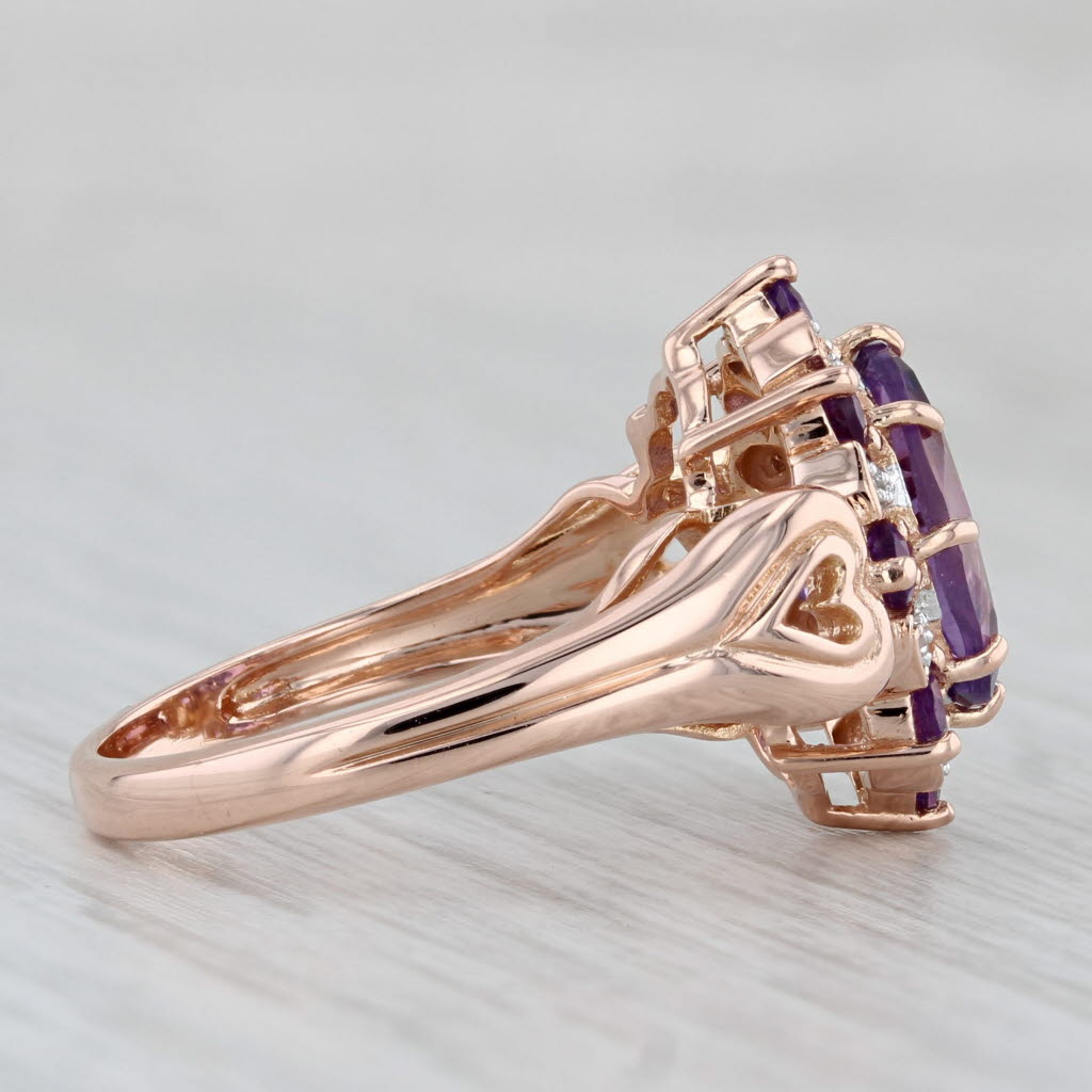 2.84ctw Amethyst Diamond Halo Ring 14k Rose Gold Size 7