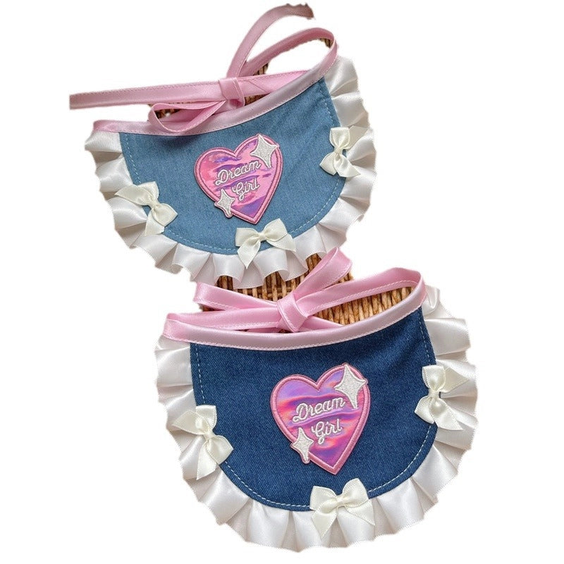 Pet Cat Dog Hot Girl Denim Bib Heavy Industry Cat Saliva Towel Teddy Bear Selling Cute Saliva Towel