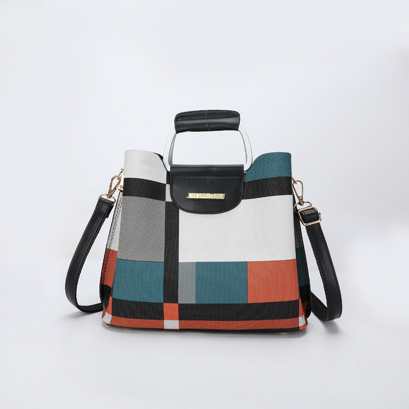 Striped Plaid Multi-Compartment  Crossbody Bag
