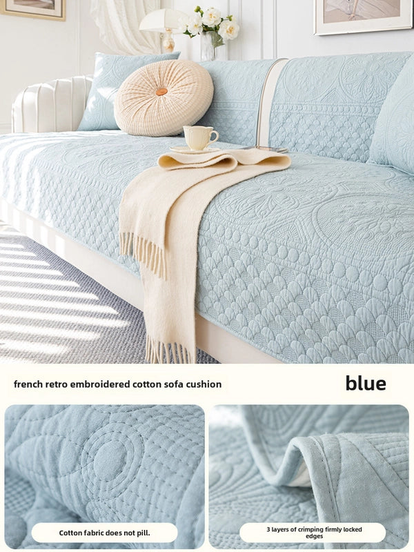 Cream Style Washing Cotton Sofa Cushion New Four Seasons Universal Sofa Cover Non-Slip Cushion Cover Cloth
