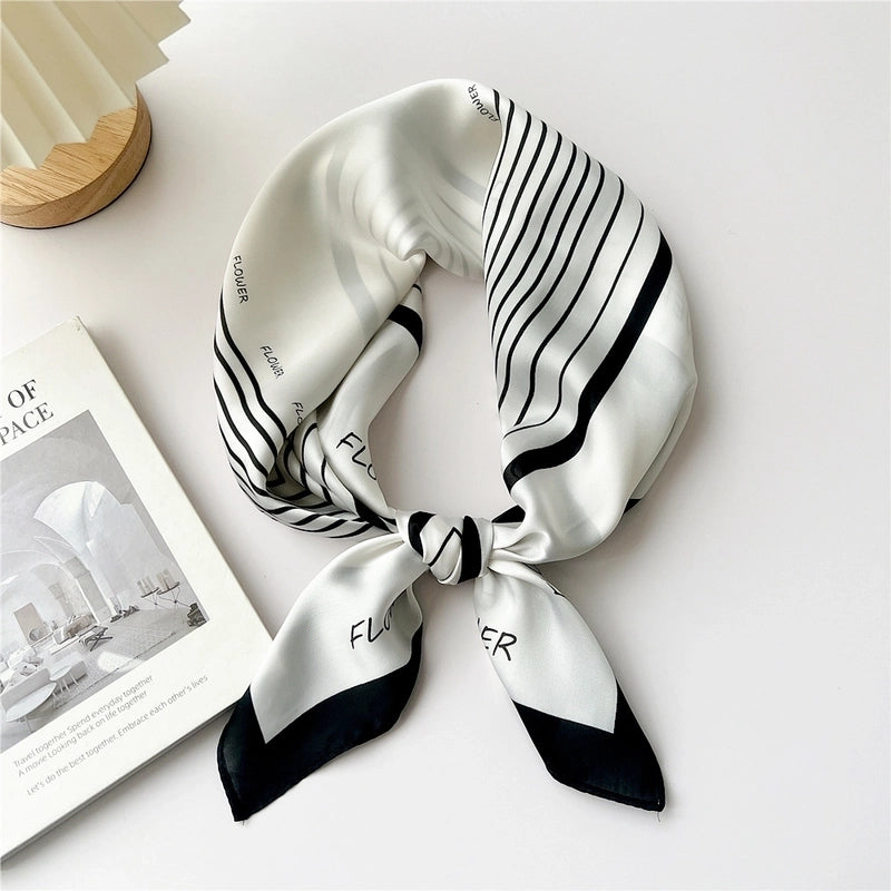 Women's Cartoon Style Cute Minimalist Printing Polyester Printing Silk Scarf
