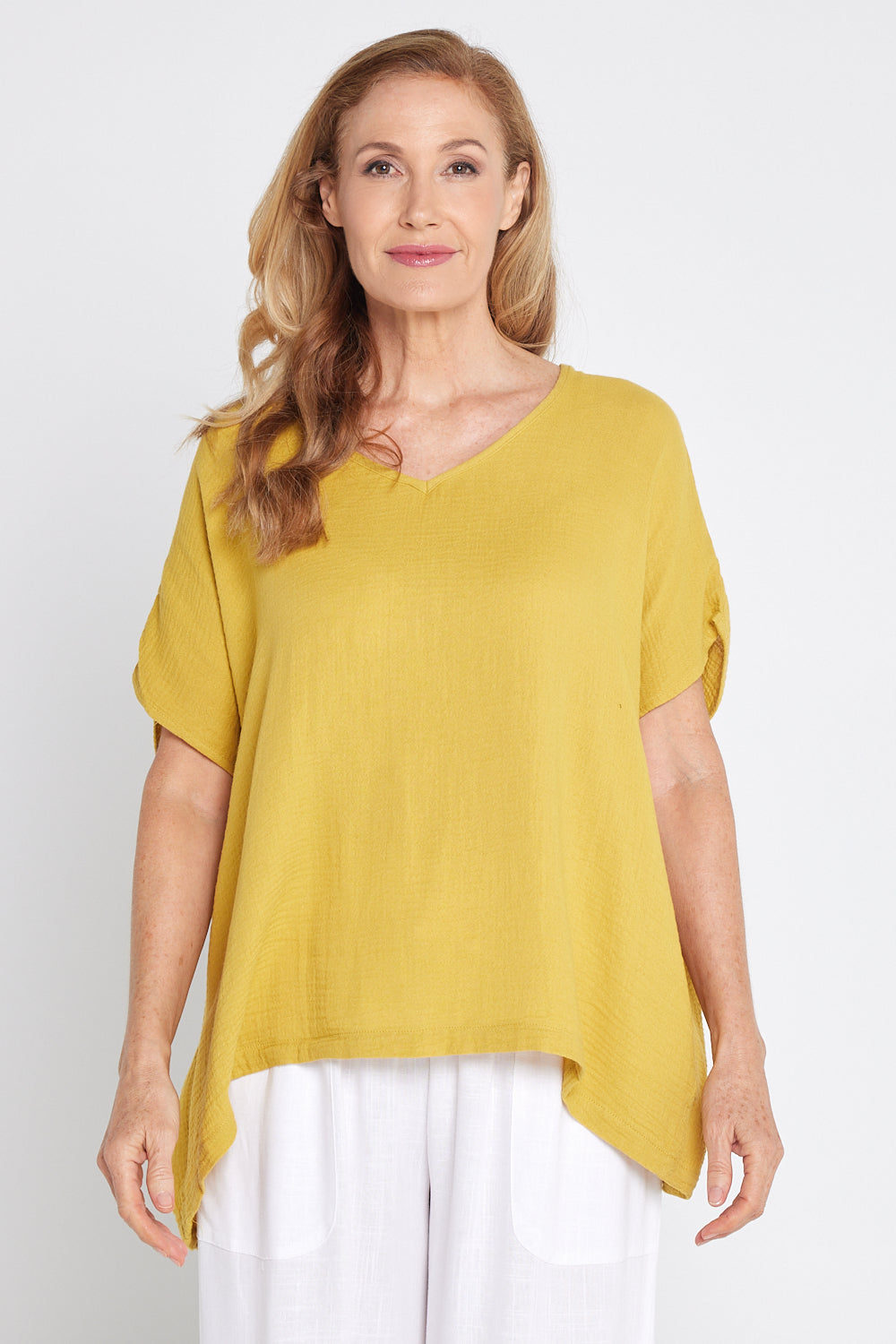 Fiji Cotton Muslin Top - Chartreuse