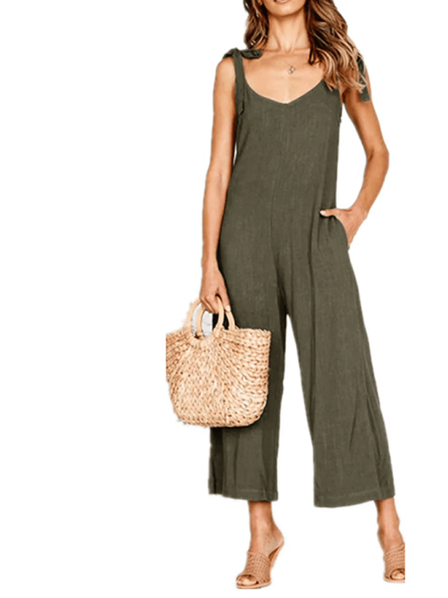 Women's Loose Casual Cotton Linen Jumpsuit