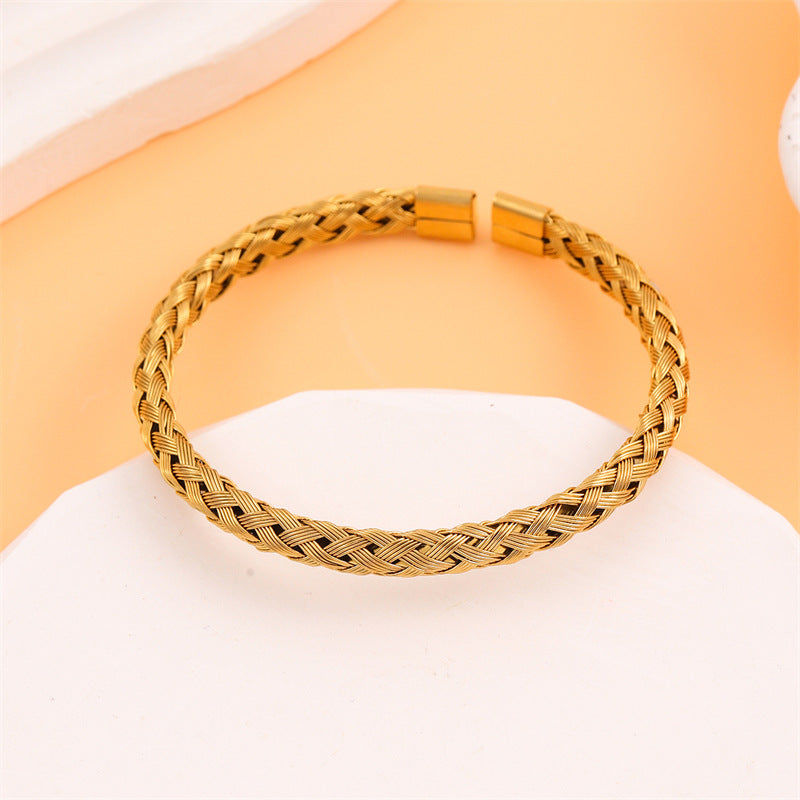 Minimalist Round Stainless Steel Electroplating Bangles
