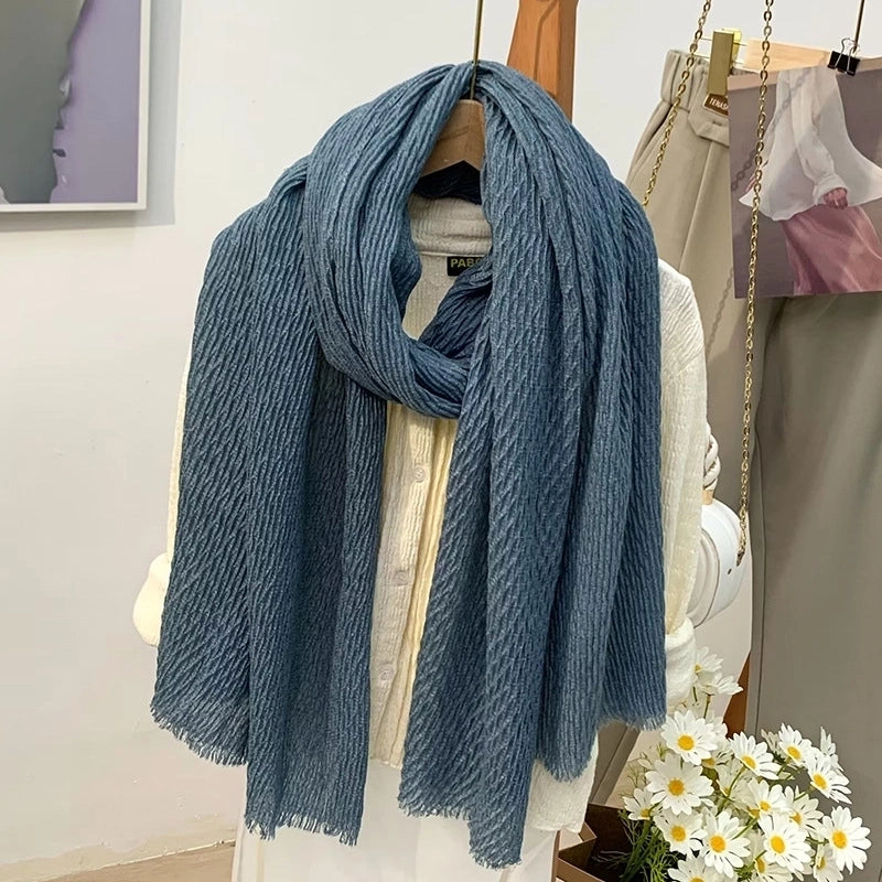 Women's Minimalist Solid Color Cotton And Linen Scarf