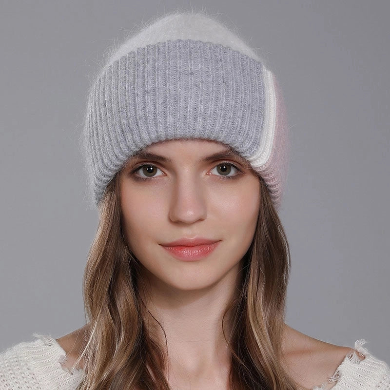 Women's Minimalist Color Block Flat Eaves Wool Cap