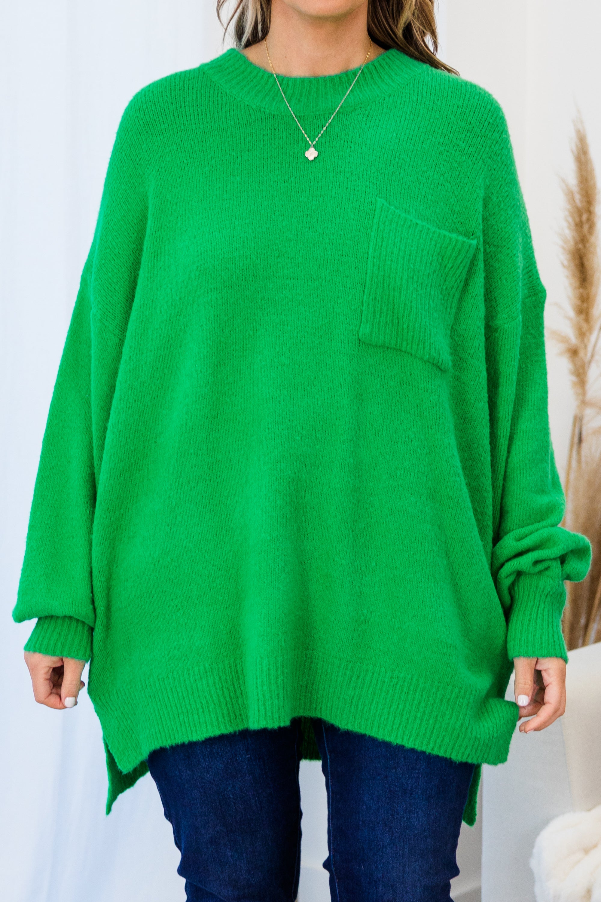 Reliable Love Sweater. Kelly Green